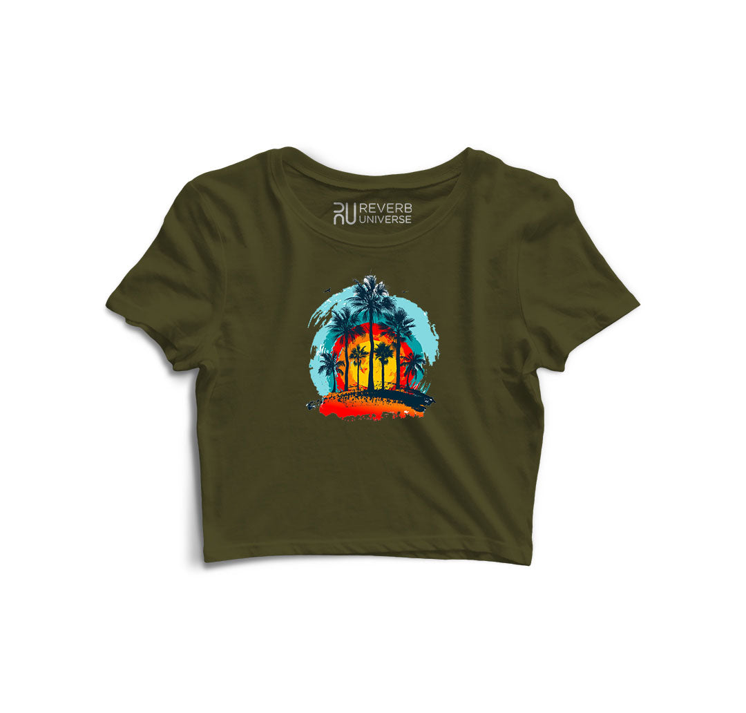 Sunset and Trees Graphic Crop Top