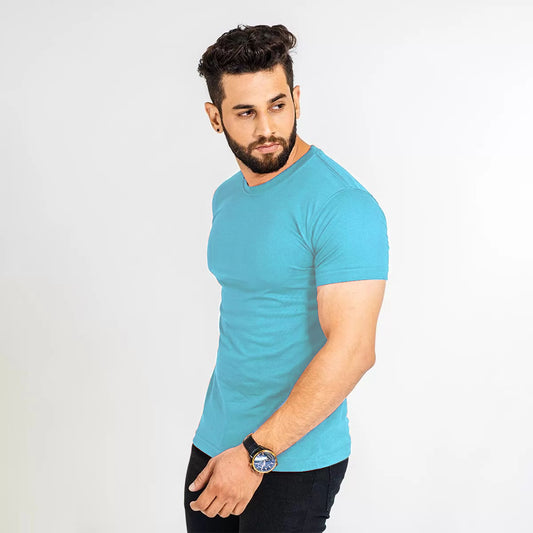 Basic Sky Blue Half Sleeve Tee