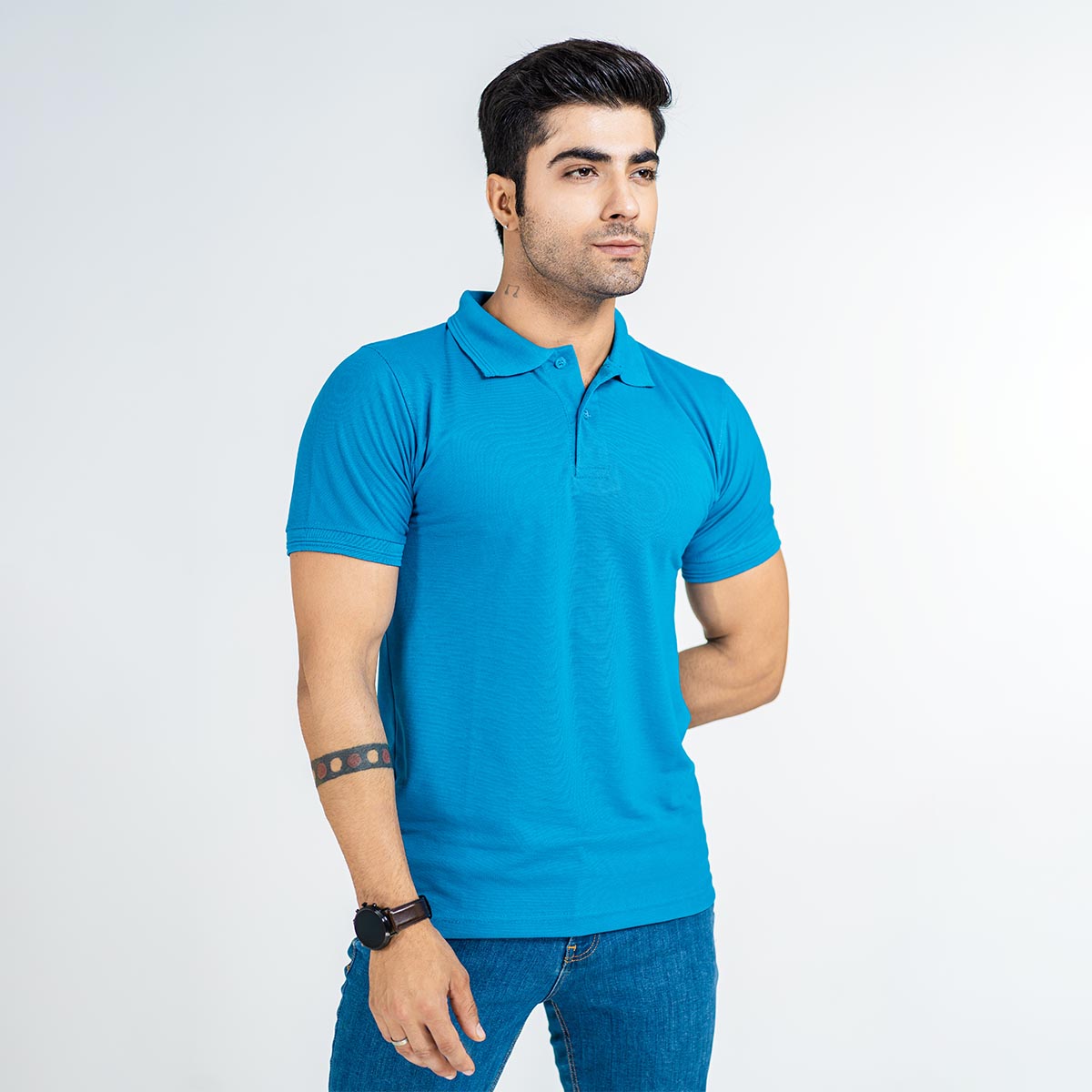 Sea Blue Unisex Polo Tshirt