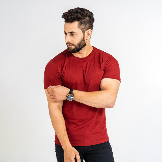 Basic Maroon Half Sleeve Tee