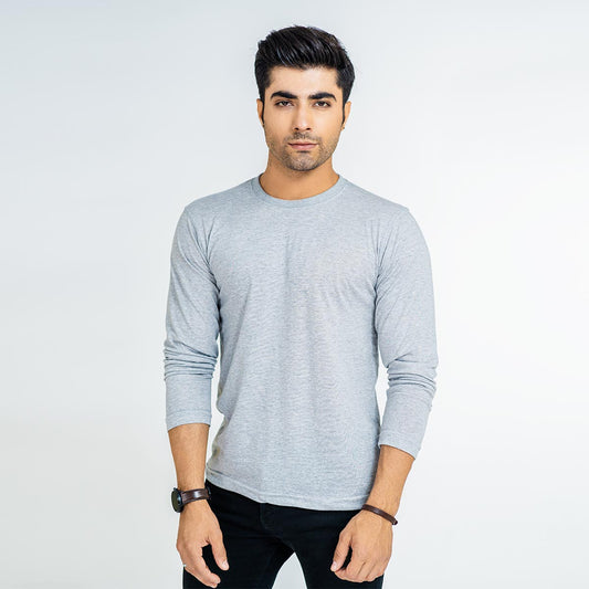 Basic Heather Grey Full Sleeve Tee