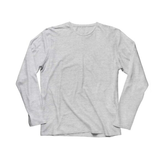 Women's Basic Heather Grey Long Sleeve Relaxed Tee