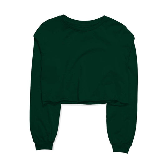 Basic Army Green Cropped Sweatshirt