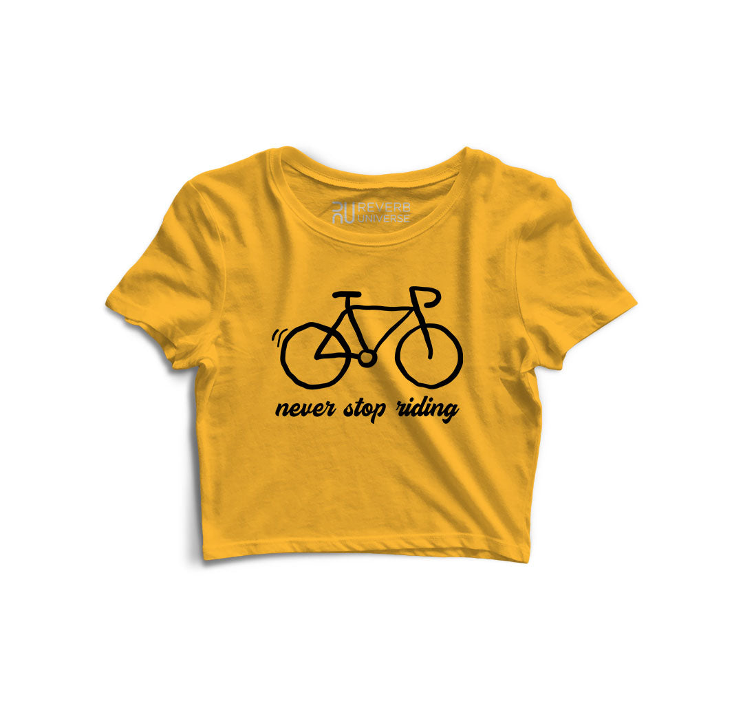 Never Stop Riding Graphic Crop Top