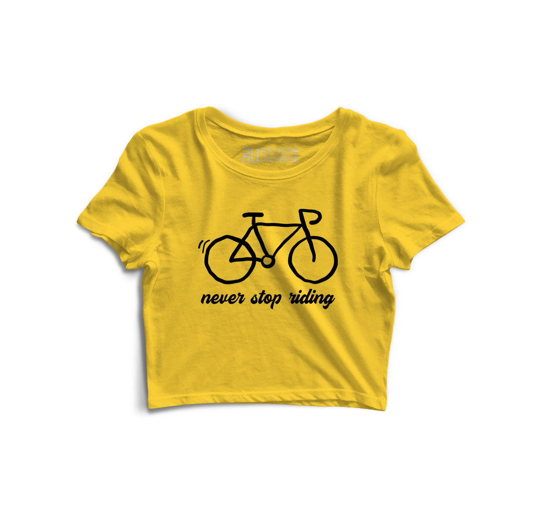 Never Stop Riding Graphic Crop Top