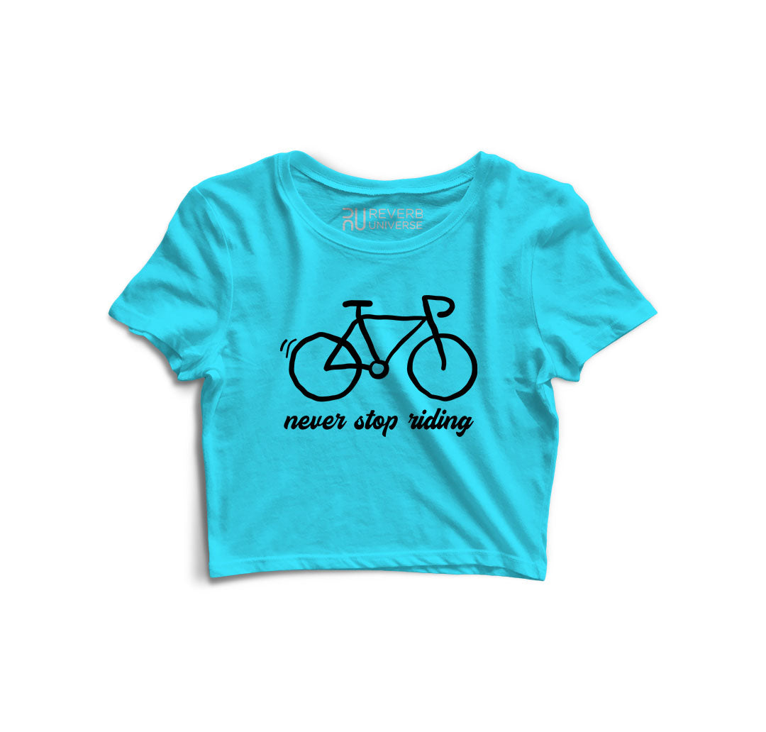 Never Stop Riding Graphic Crop Top
