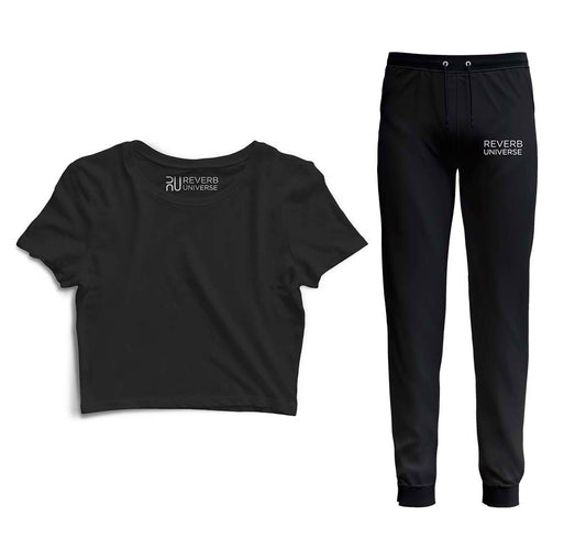 Black Crop Top Tracksuit