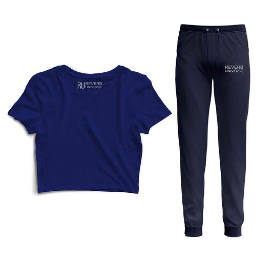 Navy Blue Crop Top Tracksuit
