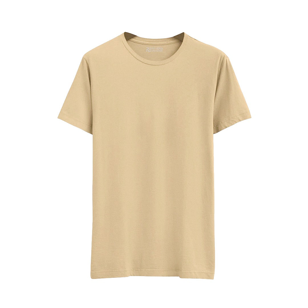 Women's Basic Beige Short Sleeve Relaxed Tee