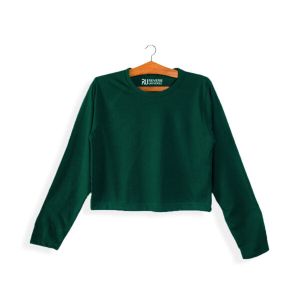 Basic Army Green Long Sleeve Crop Top