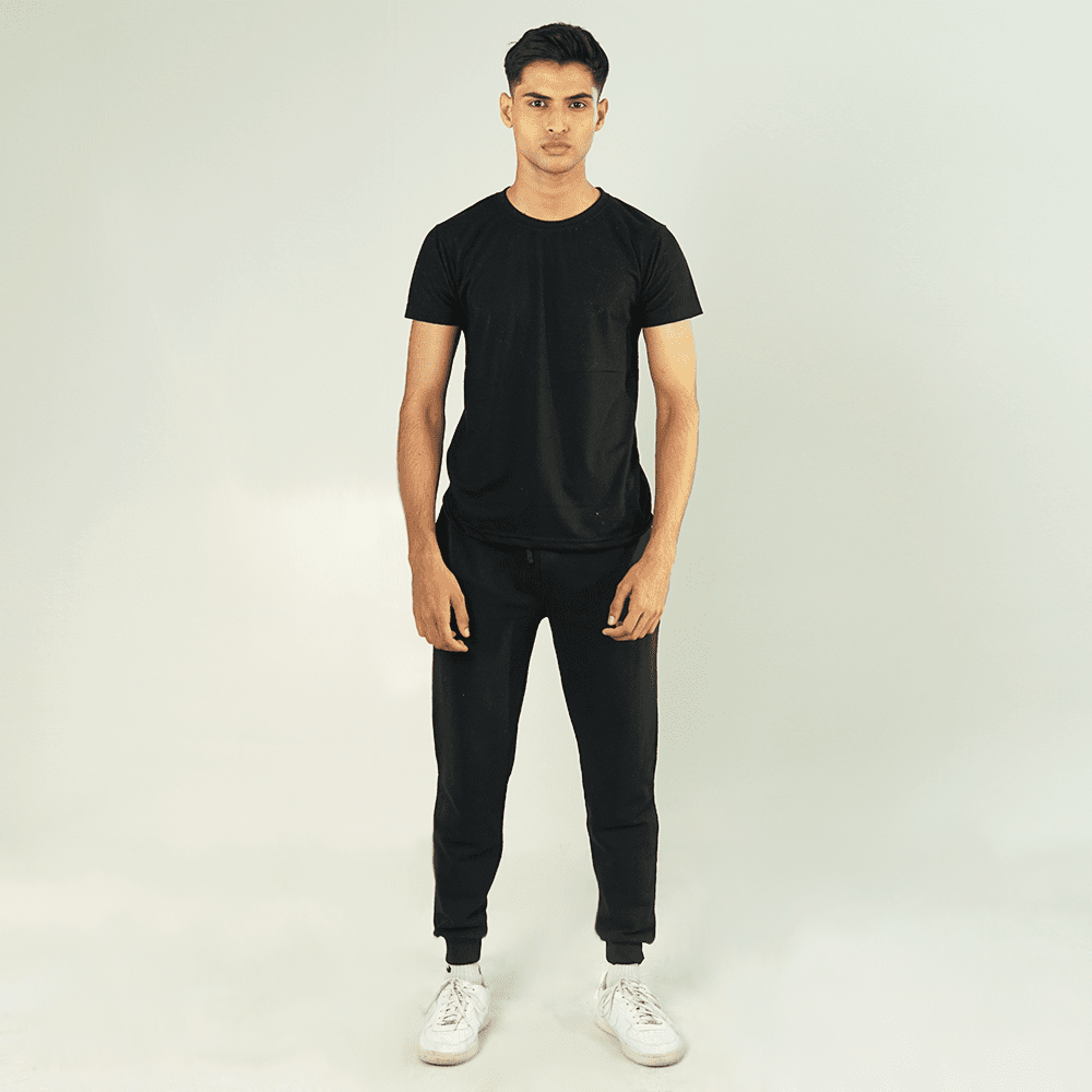 Black Tracksuit Half Sleeve Tee