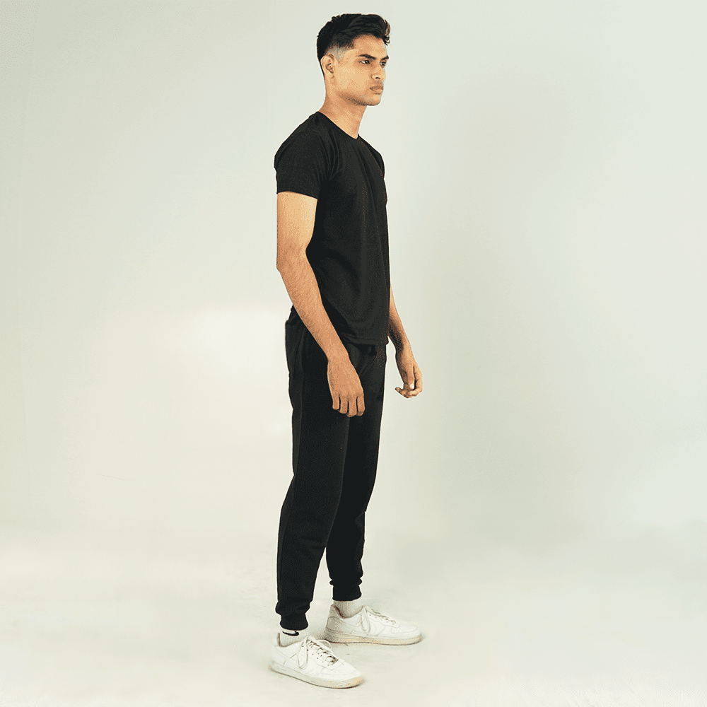 Black Tracksuit Half Sleeve Tee