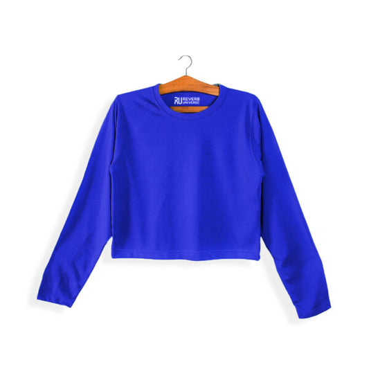 Basic Royal Blue Long Sleeve Crop Top