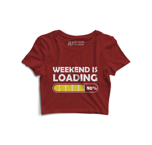 Weekend Is Loading Graphic Crop Top