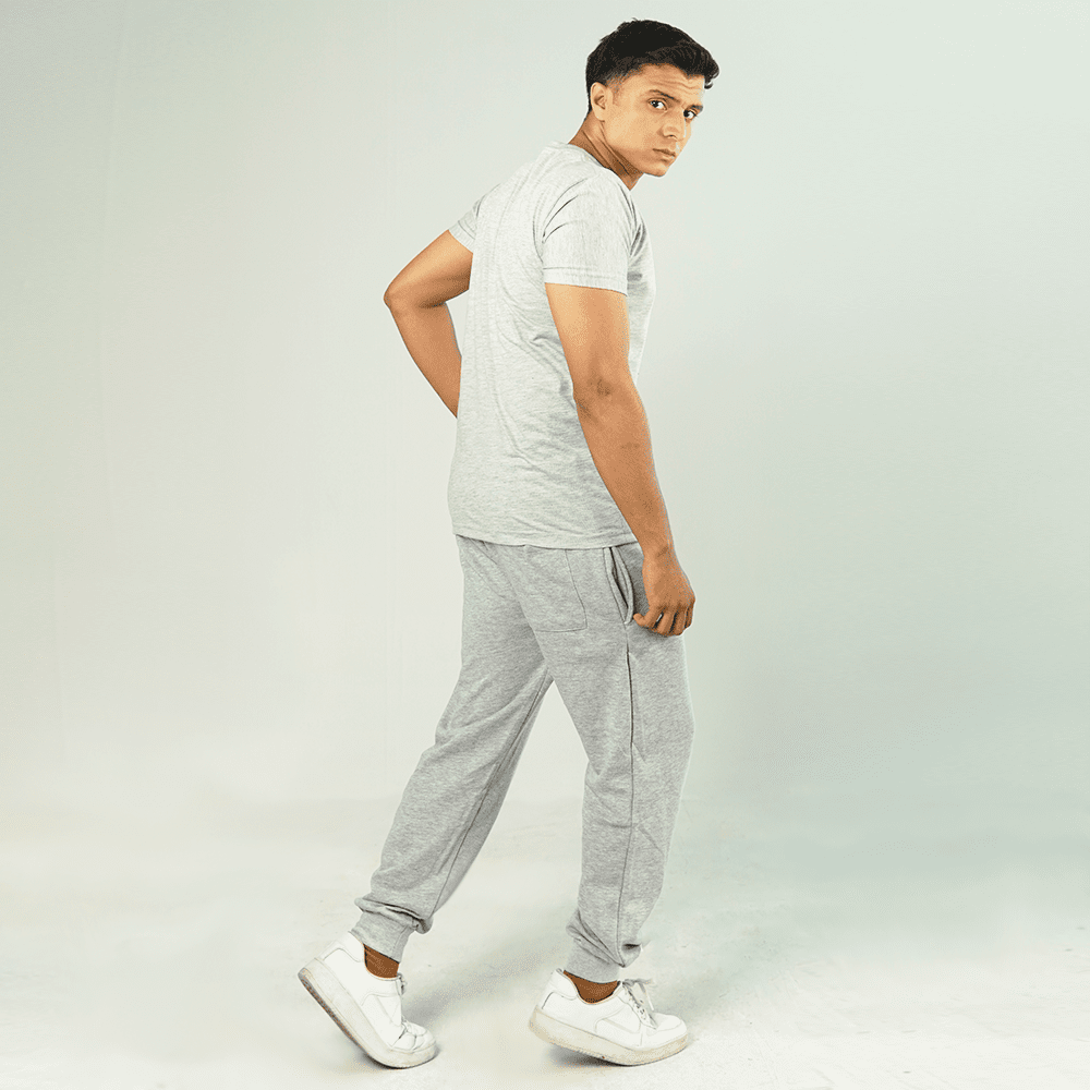 Heather Grey Tracksuit Half Sleeve Tee