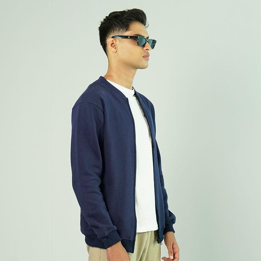 Basic Navy Blue Bomber Jacket