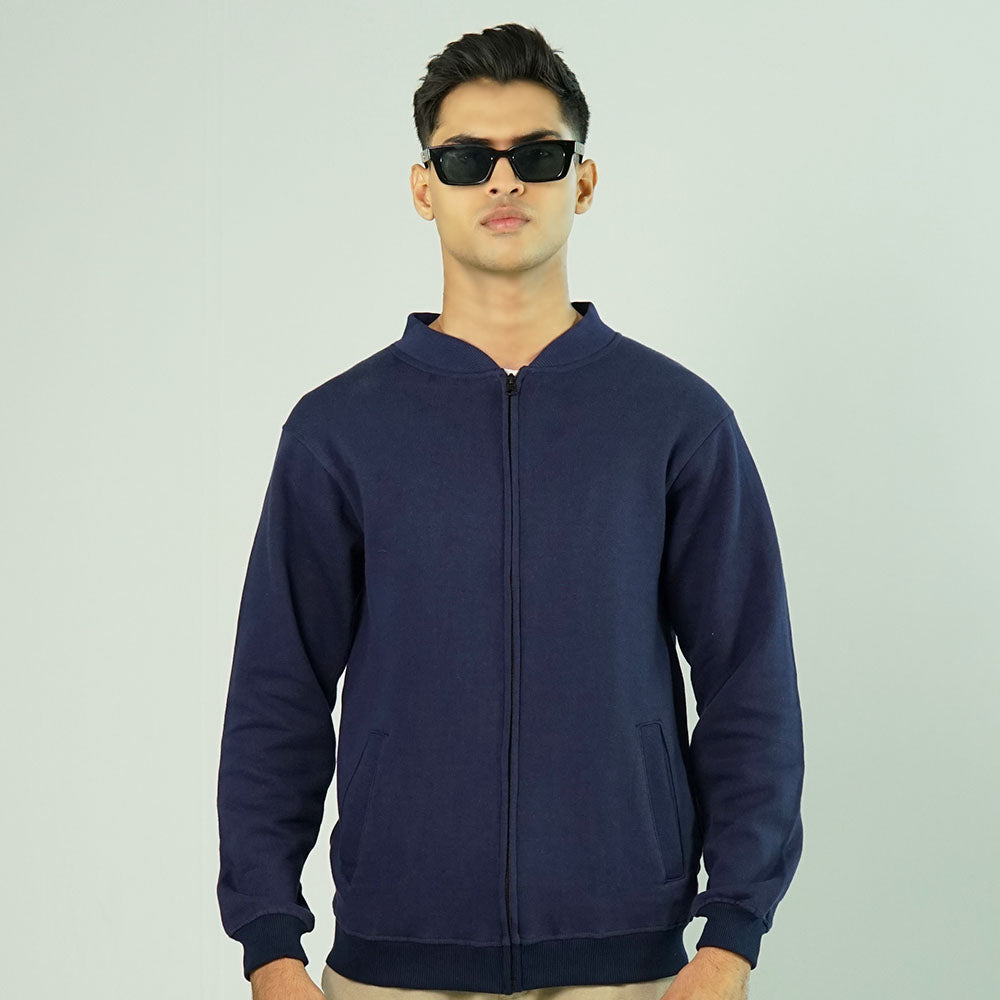 Basic Navy Blue Bomber Jacket