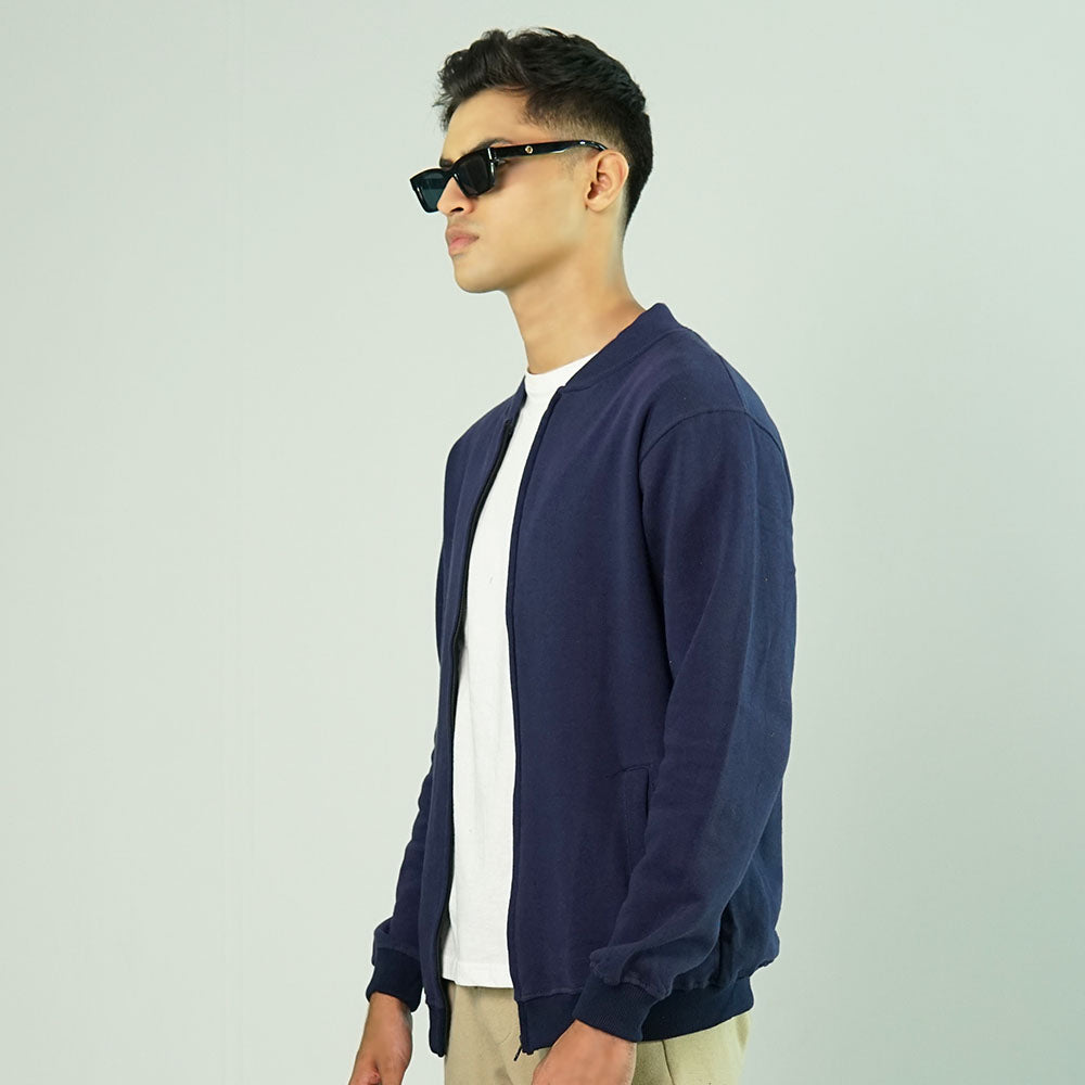 Basic Navy Blue Bomber Jacket