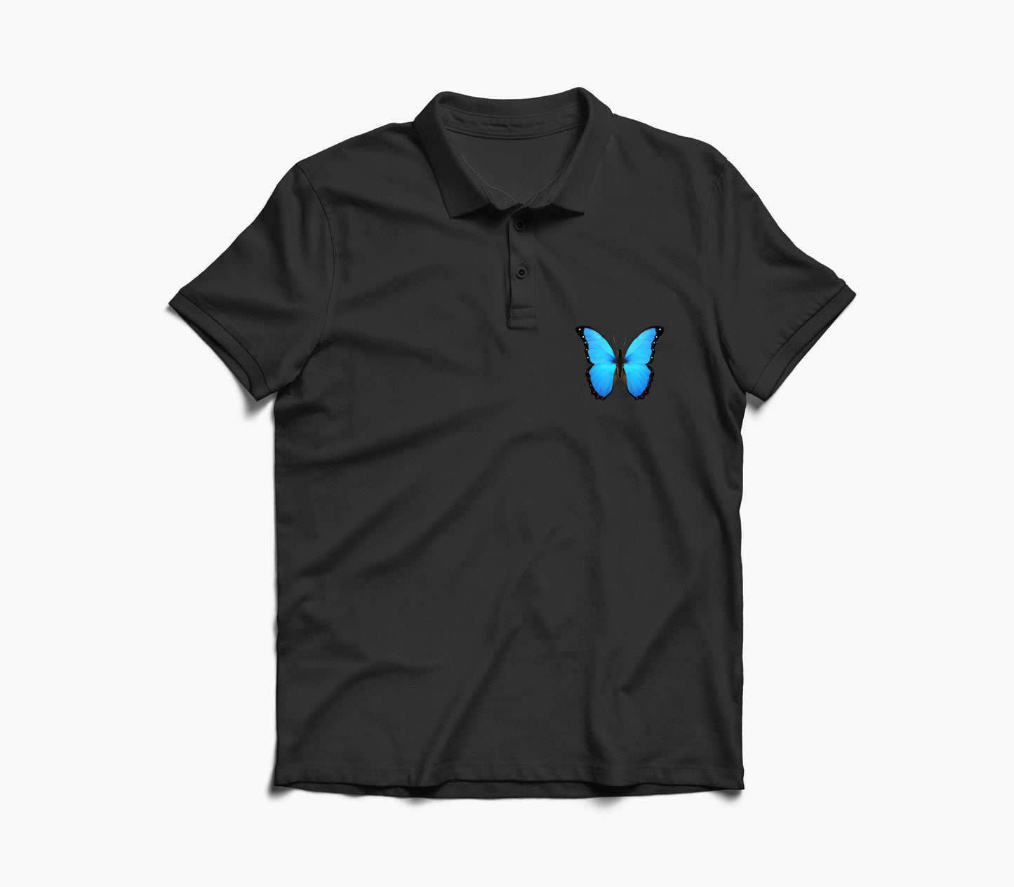 Blue Butterfly Graphic Polo Shirt