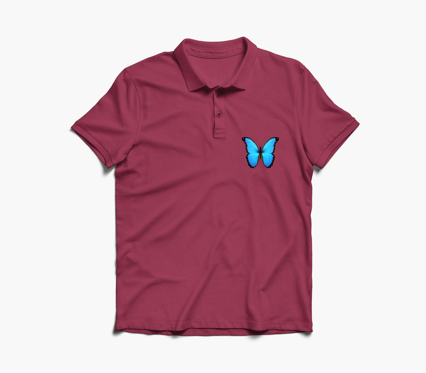 Blue Butterfly Graphic Polo Shirt