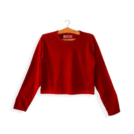 Basic Red Long Sleeve Crop Top
