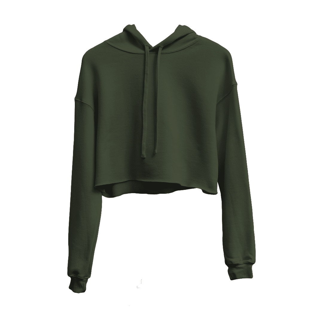 Basic Olive Green Cropped Hoodie