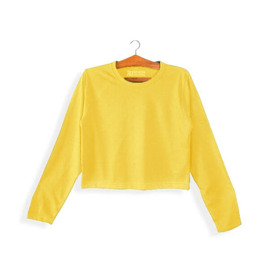 Basic Yellow Long Sleeve Crop Top