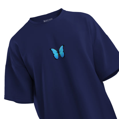 Neon Blue Butterfly Oversized T-shirt