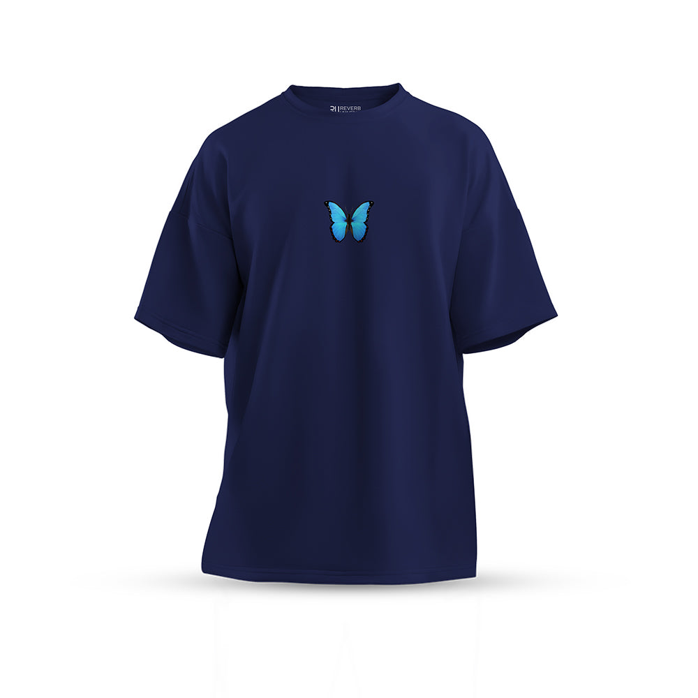 Neon Blue Butterfly Oversized T-shirt