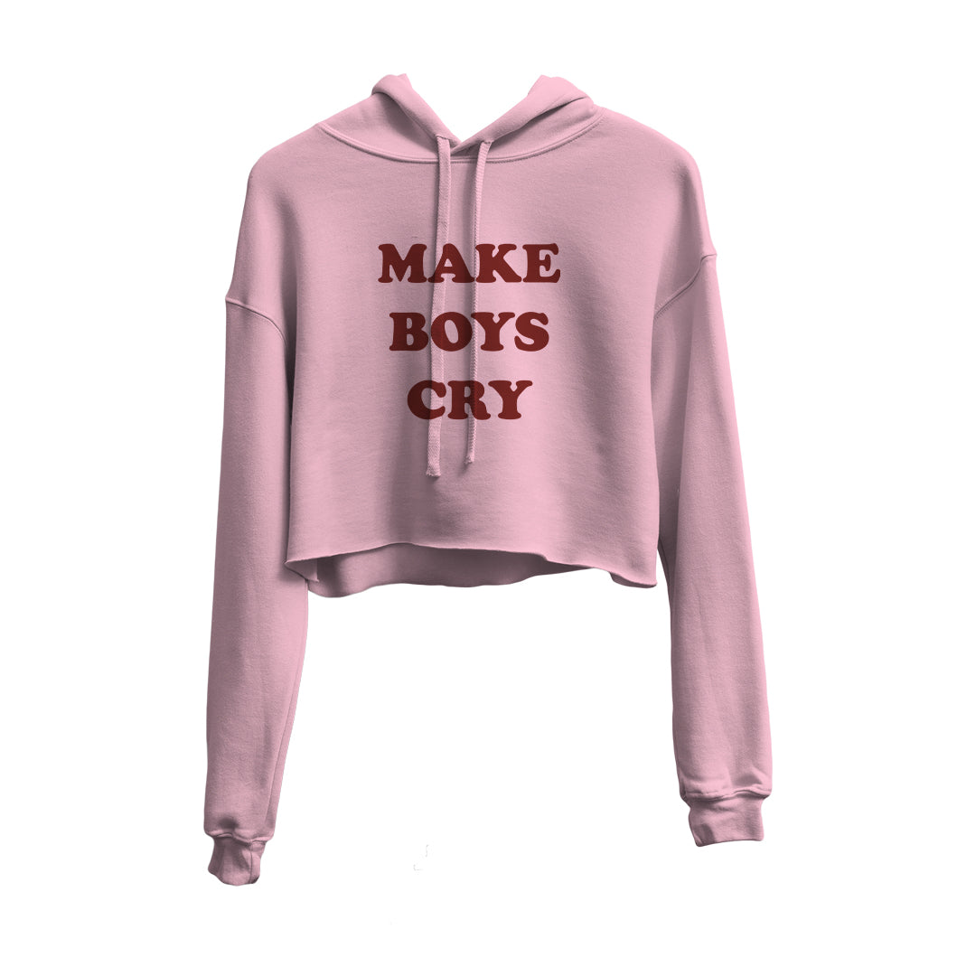 Make Boys Cry Graphic Cropped Hoodie