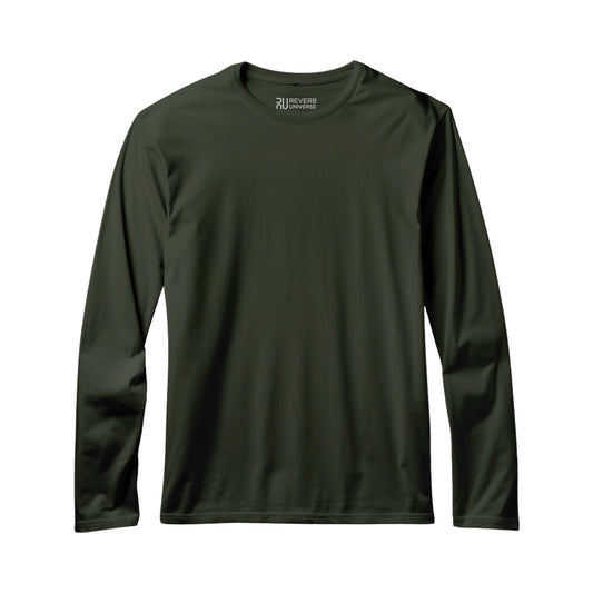 Olive Green Basic Unisex Full Sleeve T-shirt