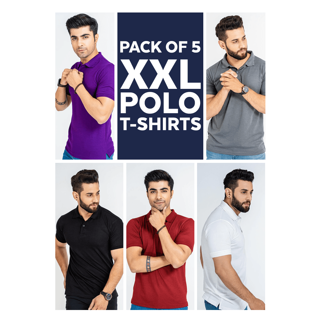 Pack of 5 Polo T-shirts - XXL