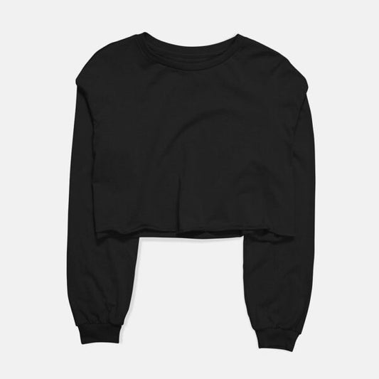 Basic Black Cropped Sweatshirt