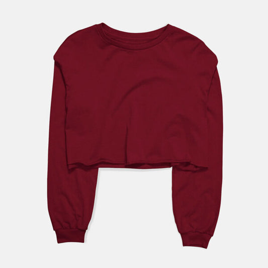 Basic Maroon Cropped Sweatshirt