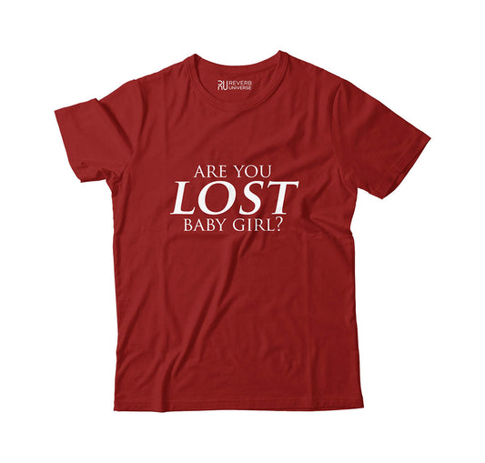 Are You Lost Baby Girl Graphic Maroon Ltd Tee