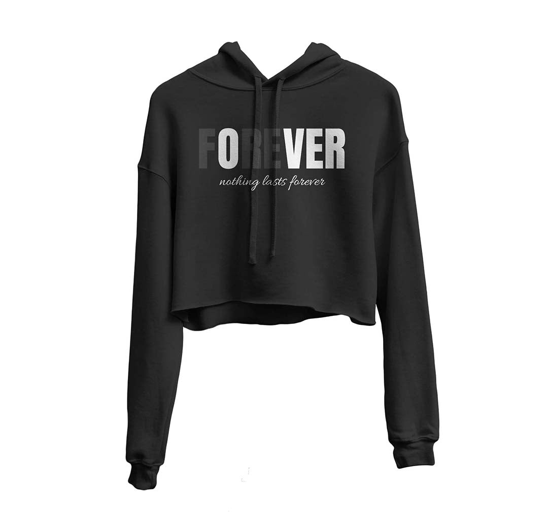 FOREVER/OVER Graphic Cropped Hoodie