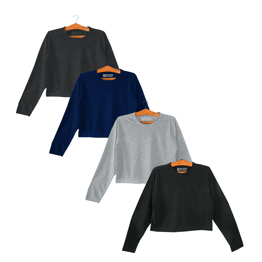 Pack of 4 Long Sleeve Crop Tops