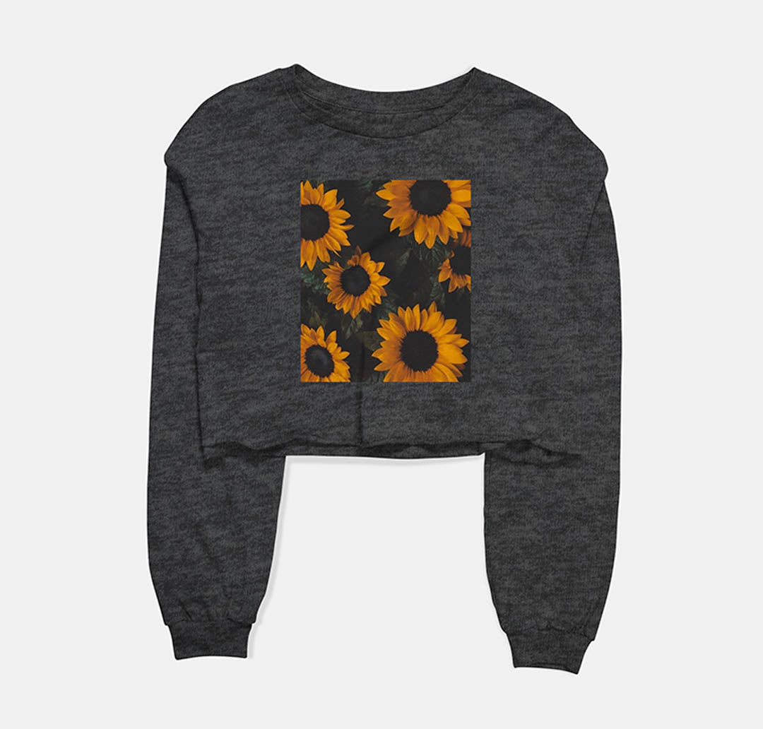 Sunflowers Blooming Graphic Cropped Sweatshirt