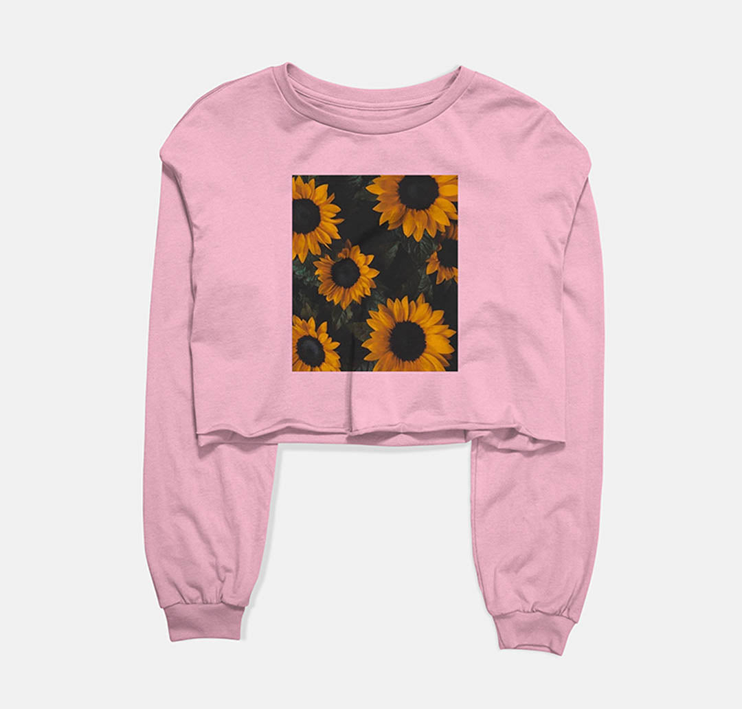 Sunflowers Blooming Graphic Cropped Sweatshirt