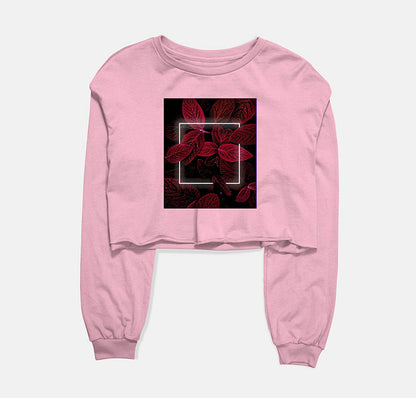 Red Leaves Neon Graphic Cropped Sweatshirt