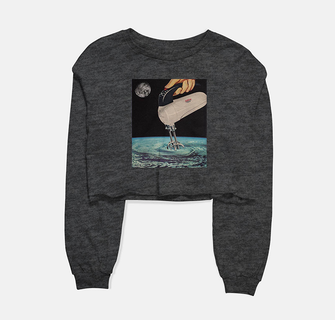 Grinding Oceans Graphic Cropped Sweatshirt