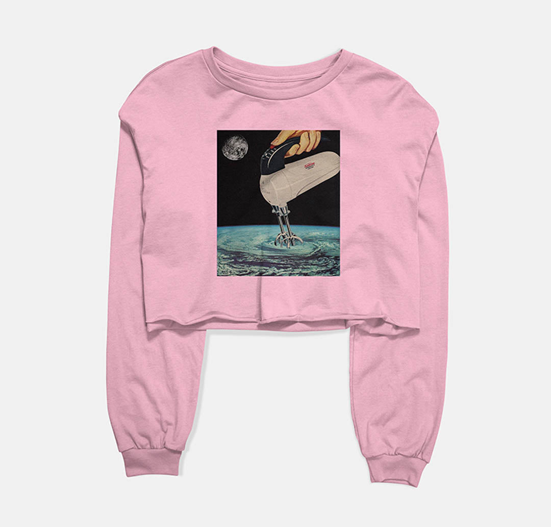 Grinding Oceans Graphic Cropped Sweatshirt