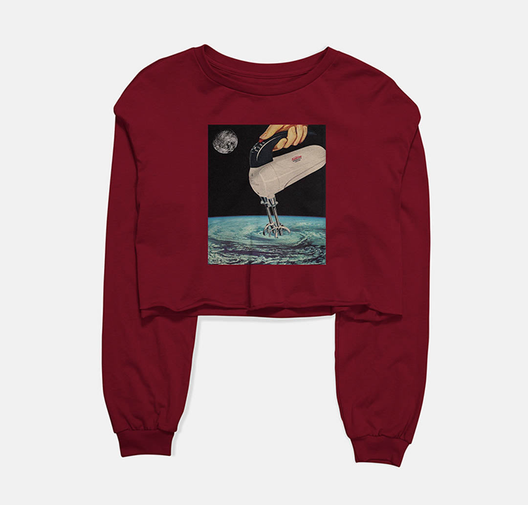 Grinding Oceans Graphic Cropped Sweatshirt