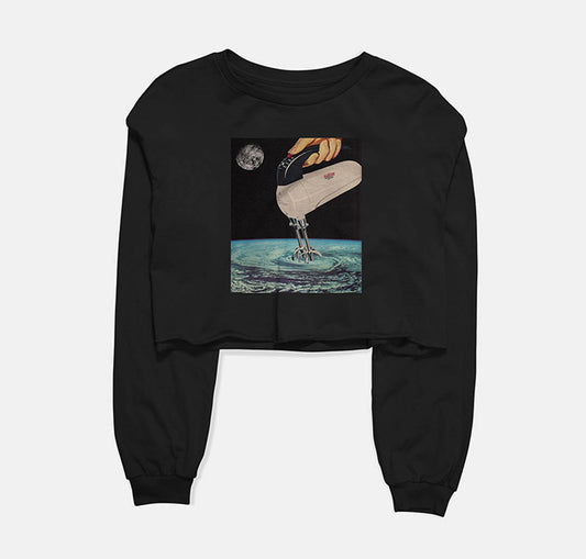 Grinding Oceans Graphic Cropped Sweatshirt
