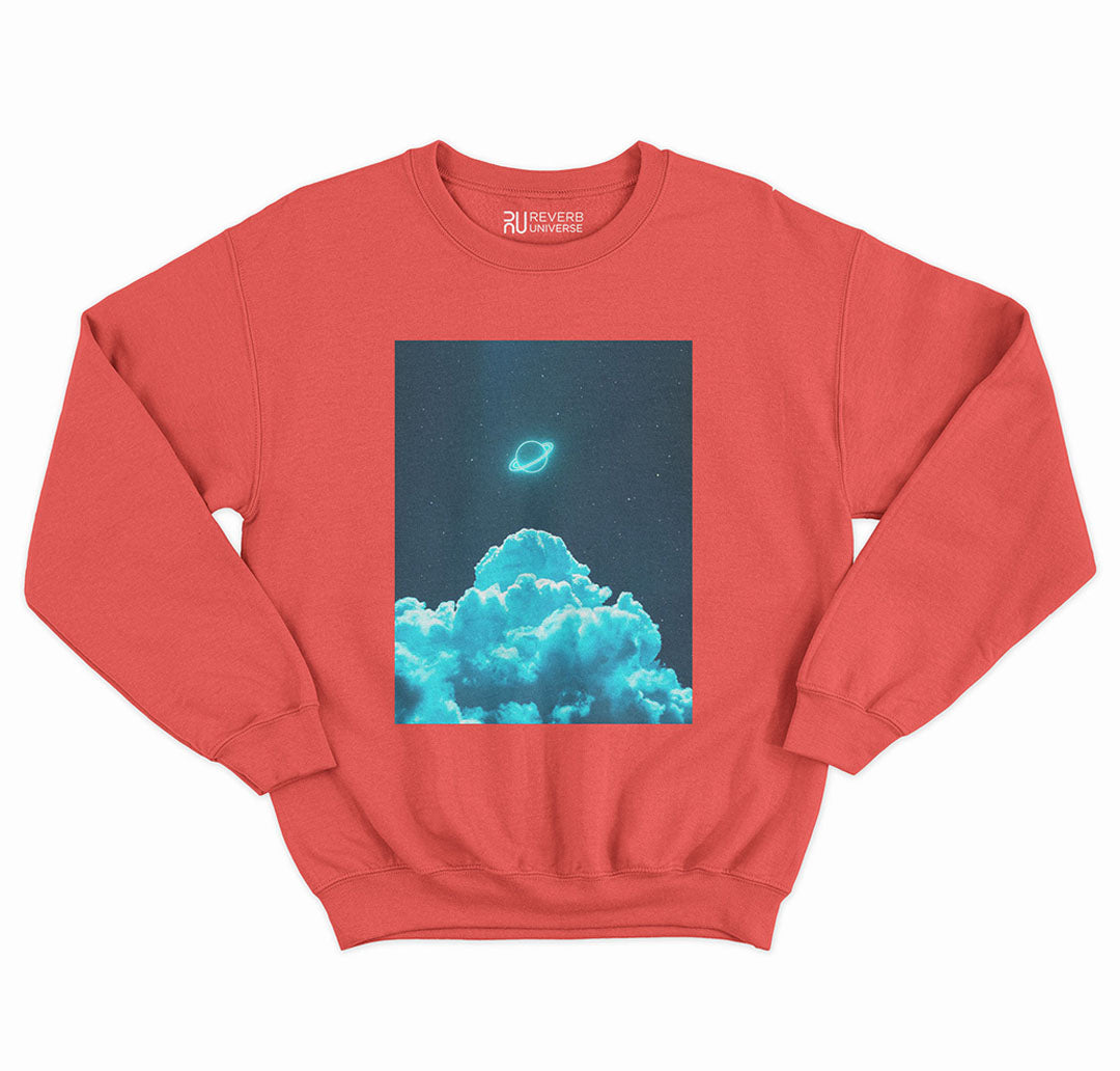 Neon Blue Clouds Graphic Sweatshirt