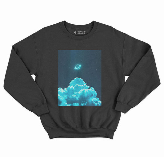 Neon Blue Clouds Graphic Sweatshirt