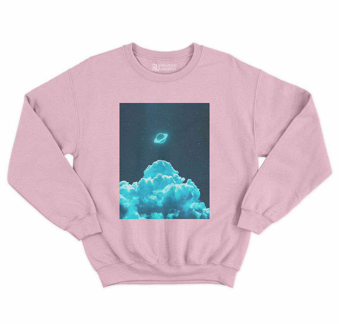 Neon Blue Clouds Graphic Sweatshirt
