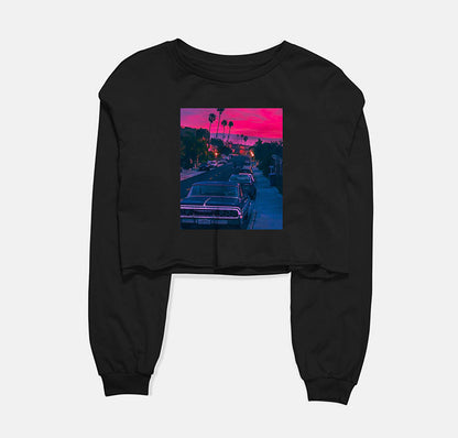 Retro Evening Graphic Cropped Sweatshirt