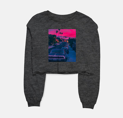 Retro Evening Graphic Cropped Sweatshirt