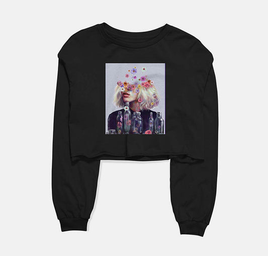 Lost In Thoughts Graphic Cropped Sweatshirt